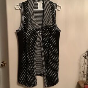 Elegant Black and White Polka Dot Sleeveless Vest